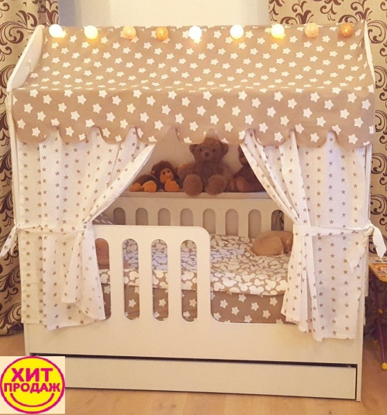 Кровать Сказка Белая (Домик с Ящиком)/Спальное Место 800 х 1600 мм