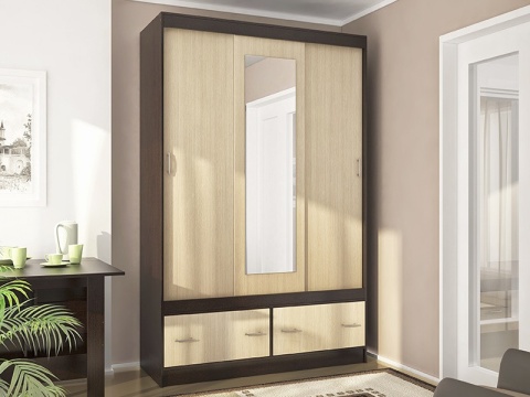 Шкаф-Купе Комфорт-С Венге/Дуб Молочный (Ш-1500 × В-2200 × Г-563 мм)