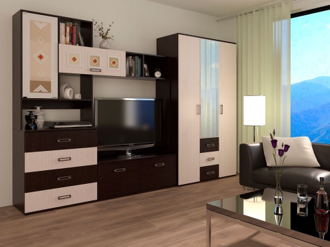 Гостиная Бостон (Ш-3200 мм x В-2120 мм x Г-470 мм)/Разные Цвета