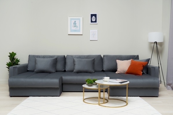 Диван п-образный тик-так Монарх М1О2 темно-серый